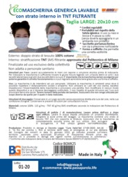Conf.2 mascherine chirurgiche lavabili CE - taglia LARGE - bianche 
